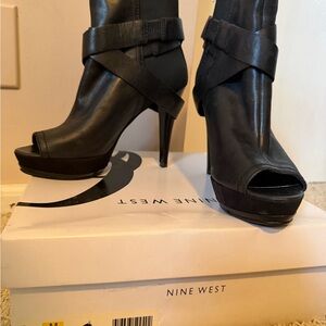 Nine West Peep-Toe Black Heeled Boots